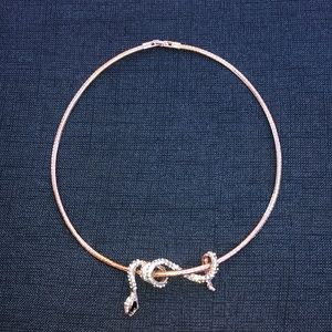 Crystal and Rose Gold Snake Choker Necklace NWOT
